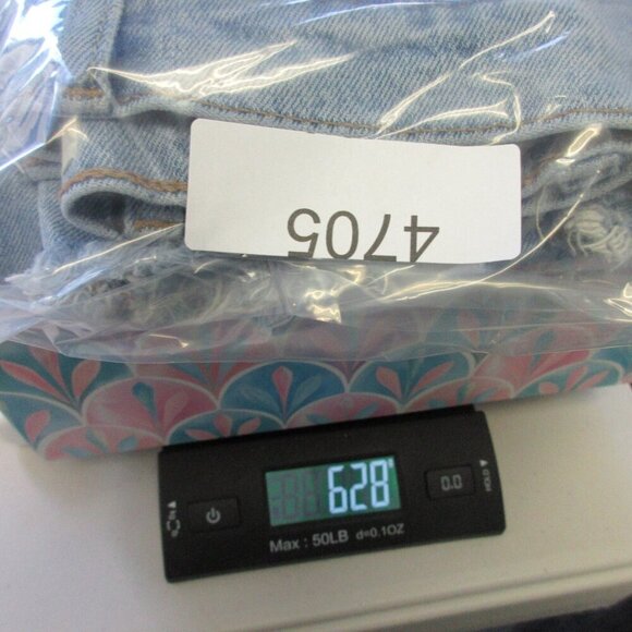 Levi's Ribcage Straight Women's Jeans 24 Blue Raw Hem Light Wash Denim Y2K 628 - Picture 14 of 14